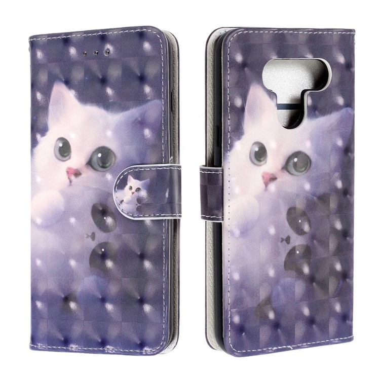 3D Printing Texture Leather Cell Phone Casing for LG K50 / Q60 - Cat-2