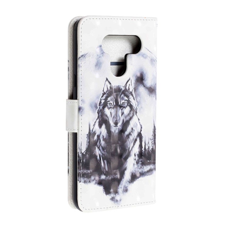 3D Printing Texture Leather Cell Phone Casing for LG K50 / Q60 - Wolf-4
