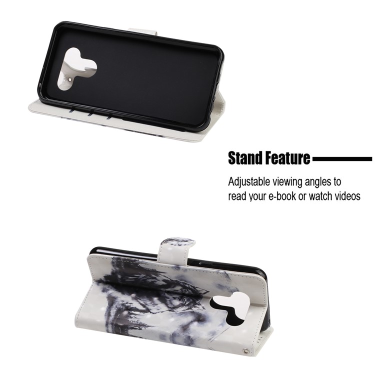 3D Printing Texture Leather Cell Phone Casing for LG K50 / Q60 - Wolf-7