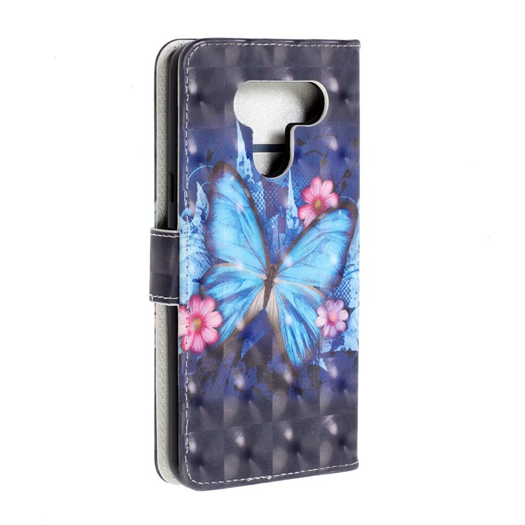 3D Printing Texture Leather Cell Phone Casing for LG K50 / Q60 - Blue Butterfly-4