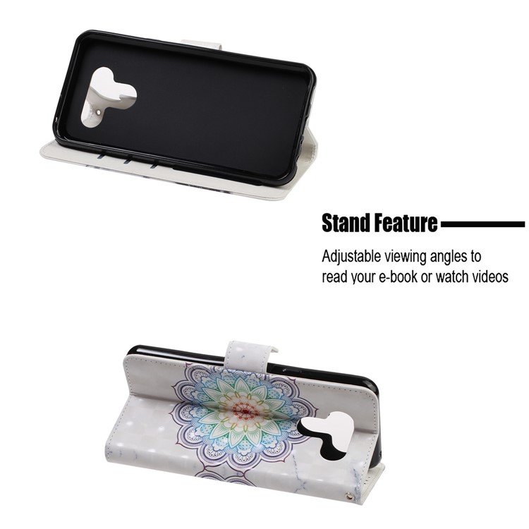 3D Printing Texture Leather Cell Phone Casing for LG K50 / Q60 - Flower-7