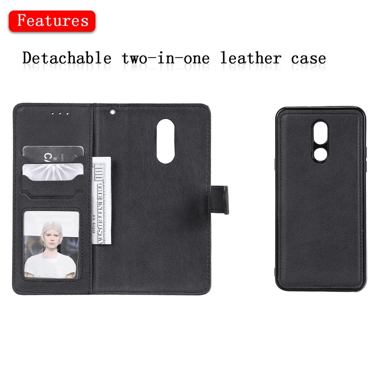 Estojo De Carteira De Couro 2-em-1 Destacável Magnético Para LG Stylo 5 - Preto-4