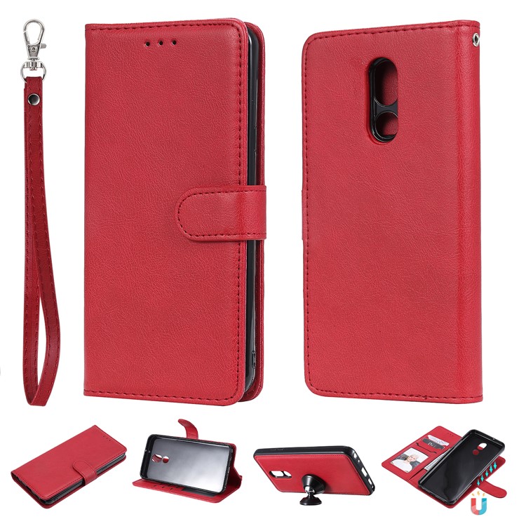 Magnetic Detachable 2-in-1 Leather Wallet Case for LG Stylo 5 - Red-1