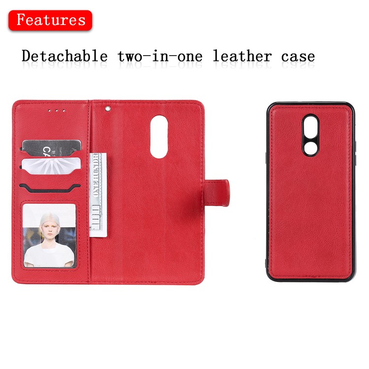 Magnetic Detachable 2-in-1 Leather Wallet Case for LG Stylo 5 - Red-4