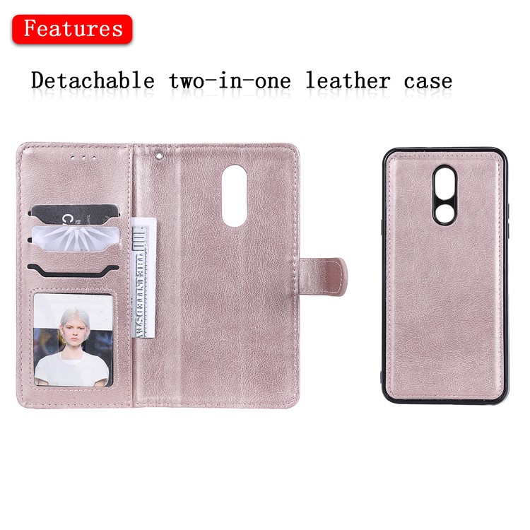 Magnetic Detachable 2-in-1 Leather Wallet Case for LG Stylo 5 - Rose Gold-4