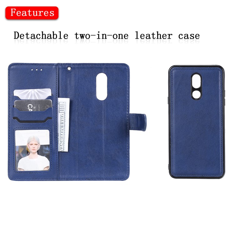 Magnetic Detachable 2-in-1 Leather Wallet Case for LG Stylo 5 - Blue-4