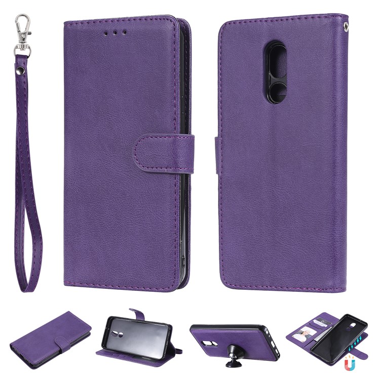 Magnetic Detachable 2-in-1 Leather Wallet Case for LG Stylo 5 - Purple-1