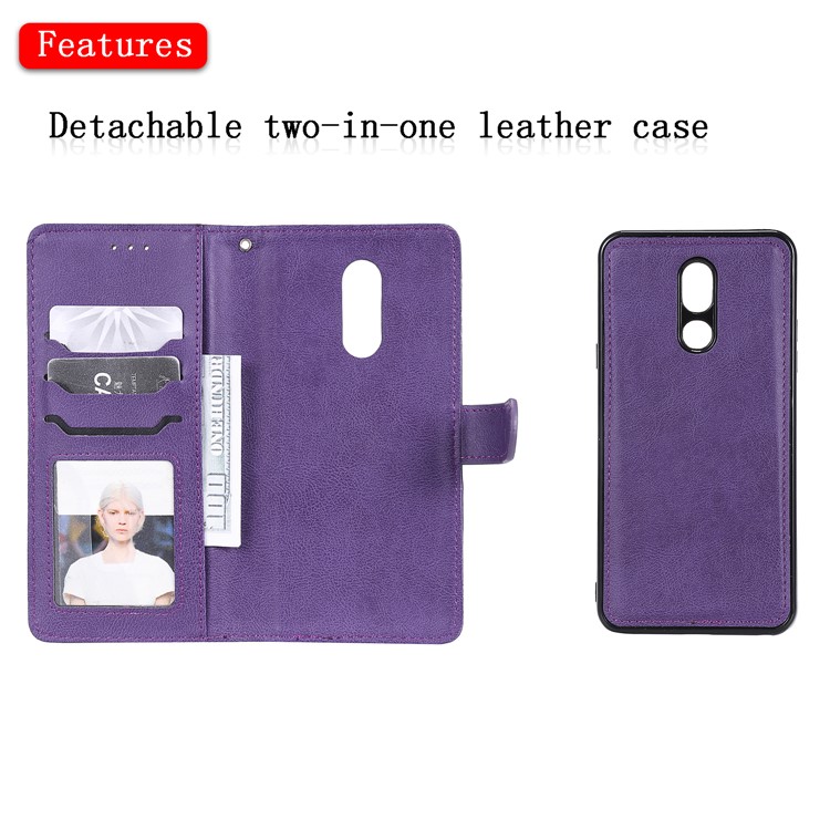 Magnetic Detachable 2-in-1 Leather Wallet Case for LG Stylo 5 - Purple-4