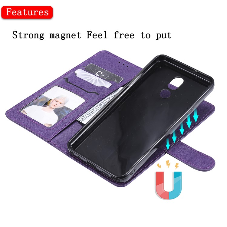 Magnetic Detachable 2-in-1 Leather Wallet Case for LG Stylo 5 - Purple-5