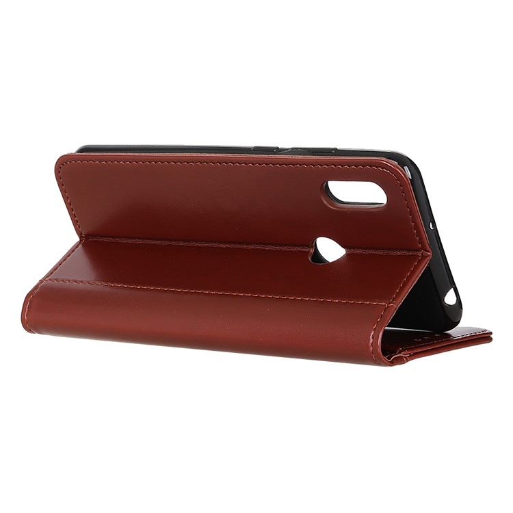 Auto-absorbed Split Leather Wallet Case for LG W10 - Brown-3
