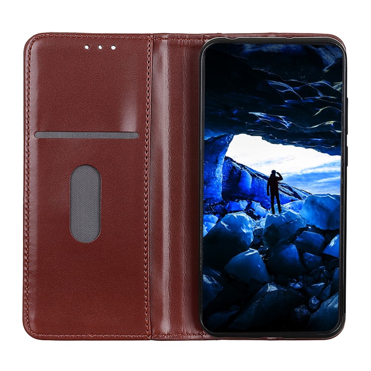 Auto-absorbed Split Leather Wallet Case for LG W10 - Brown-6