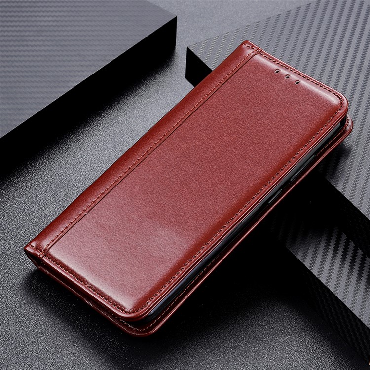 Auto-absorbed Split Leather Wallet Case for LG W10 - Brown-9