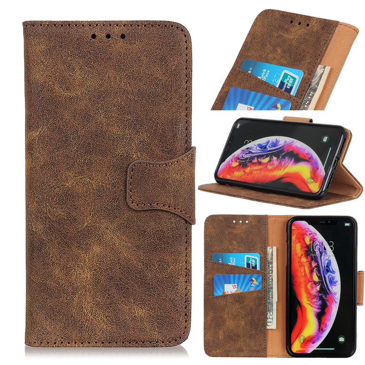 Vintage Style PU Leather Stand Wallet Phone Cover for LG W10 - Coffee-1