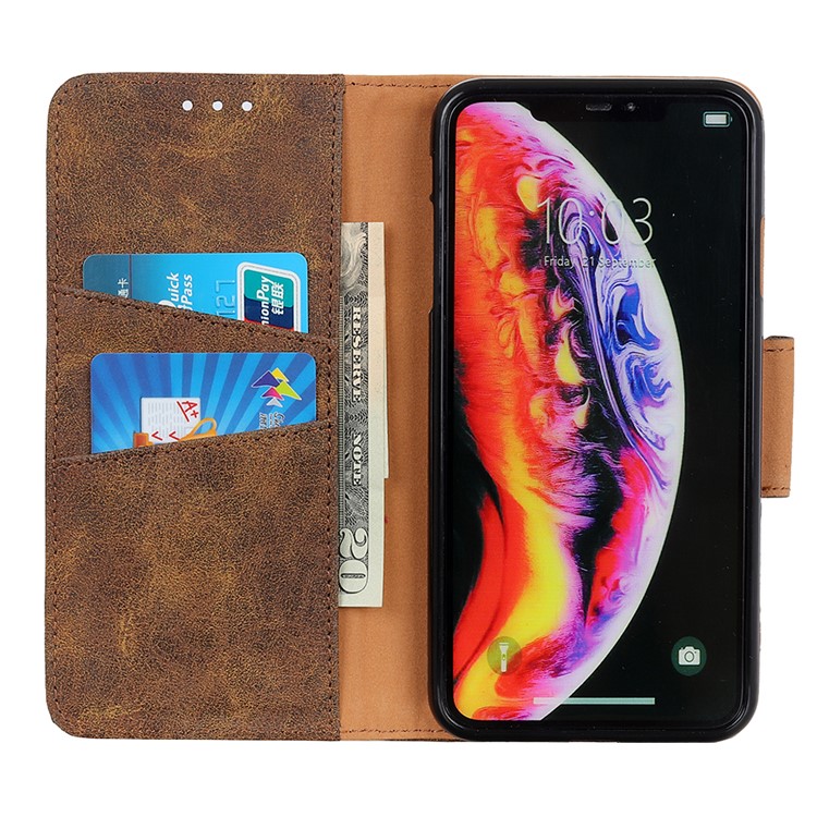 Vintage Style PU Leather Stand Wallet Phone Cover for LG W10 - Coffee-8