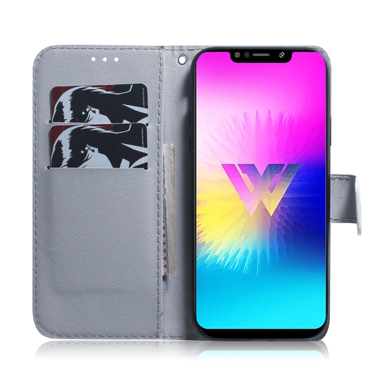 Printing Skin Leather Wallet Phone Case Shell for LG W10 - Owl-8