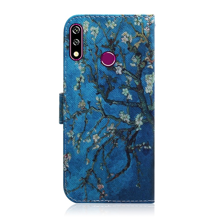 Printing Skin Leather Wallet Phone Case Shell for LG W10 - Tree-3