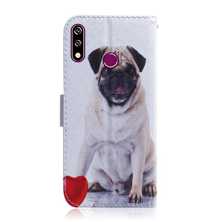 Printing Skin Leather Wallet Phone Case Shell for LG W10 - Dog and Heart-3