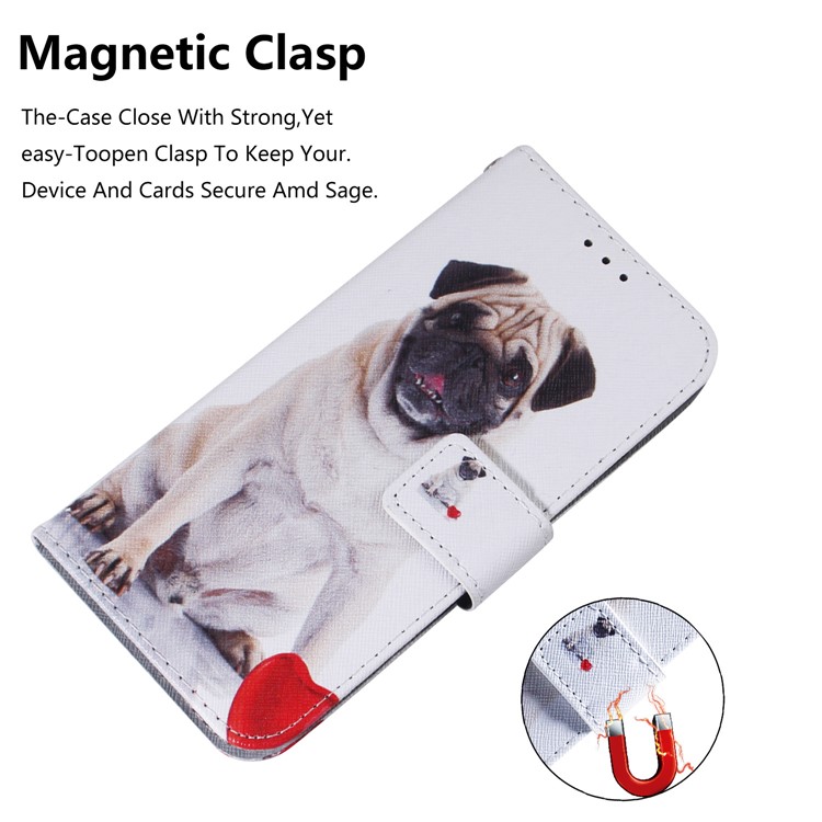 Printing Skin Leather Wallet Phone Case Shell for LG W10 - Dog and Heart-4