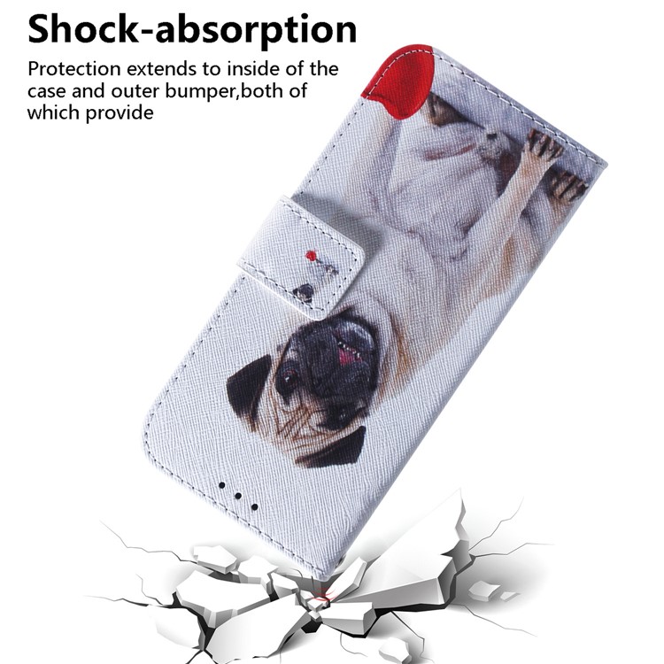 Printing Skin Leather Wallet Phone Case Shell for LG W10 - Dog and Heart-5
