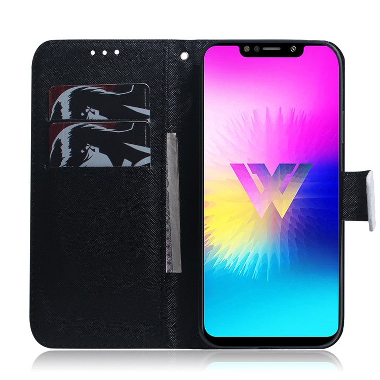 Printing Skin Leather Wallet Phone Case Shell for LG W10 - Dog and Wolf Reflection in Water-8