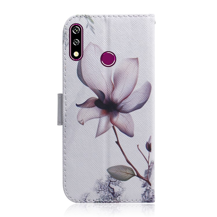 Printing Skin Leather Wallet Phone Case Shell for LG W10 - Flower-3
