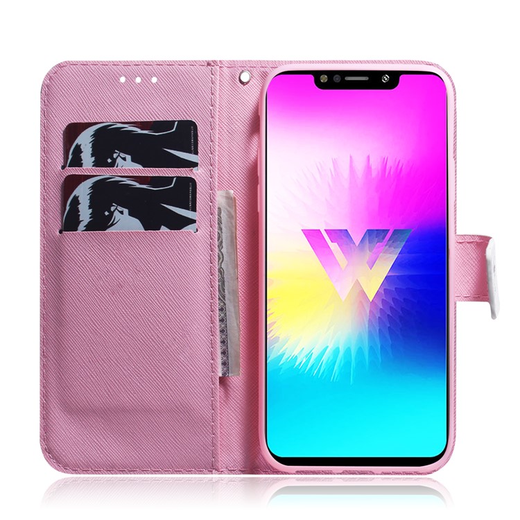 Printing Skin Leather Wallet Phone Case Shell for LG W10 - Flower-8