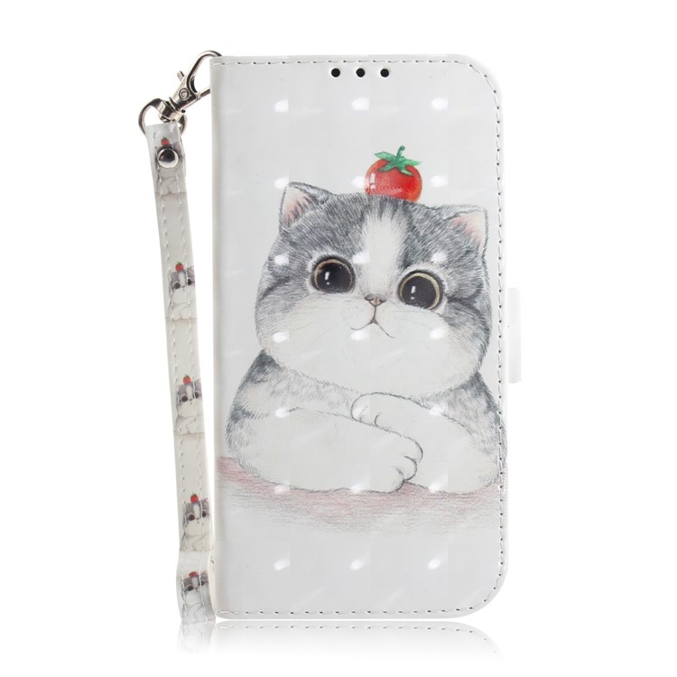 Light Spot Decor Pattern Printing Wallet Stand Flip Leather Case with Strap for LG W10 - White Cat-2