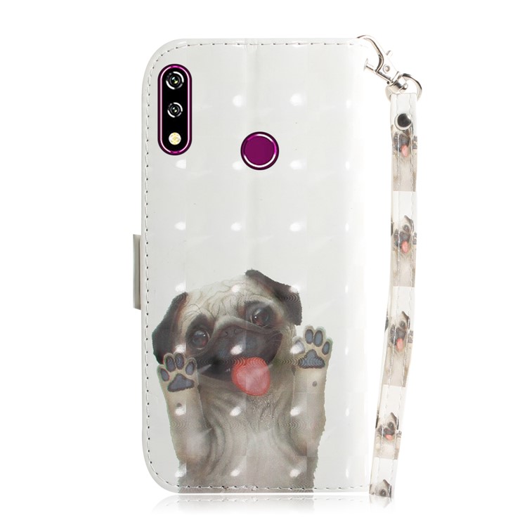 Light Spot Decor Pattern Printing Wallet Stand Flip Leather Case with Strap for LG W10 - Dog-3