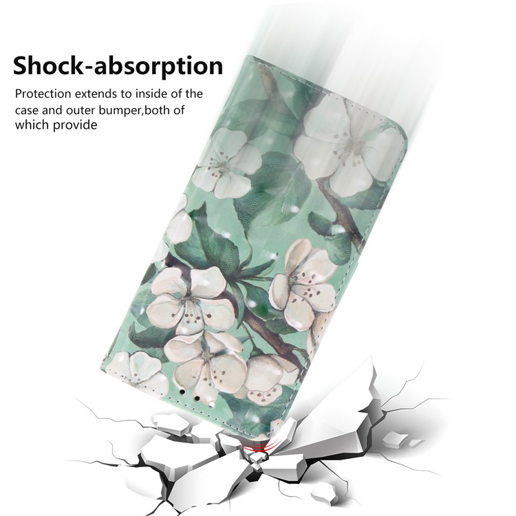 Light Spot Decor Pattern Printing Wallet Stand Flip Leather Case with Strap for LG W10 - White Flower-5