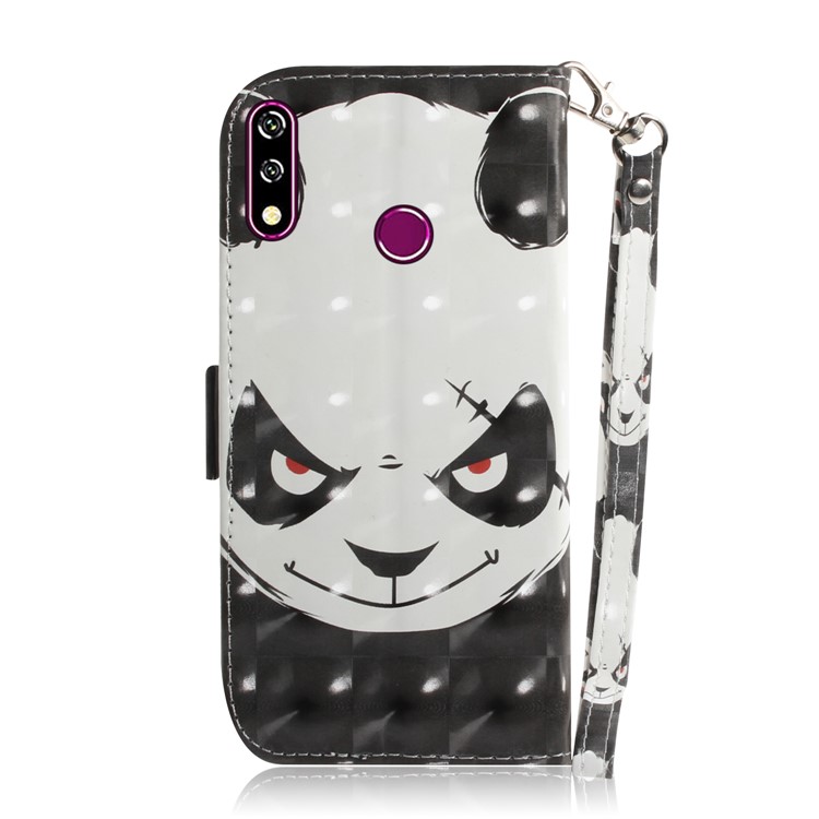 Light Spot Decor Pattern Printing Wallet Stand Flip Leather Case with Strap for LG W10 - Fierce Panda-3