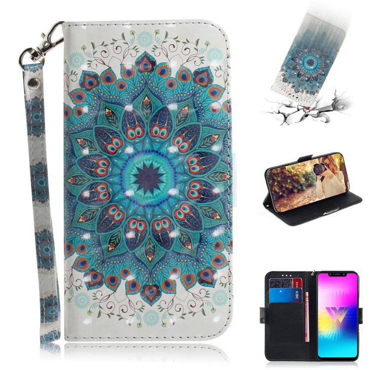 Lichtfleck Dekor Muster Druck Brieftasche Stand Flip Ledertasche Mit Gurt Für LG W10 - Sonnenblume-1