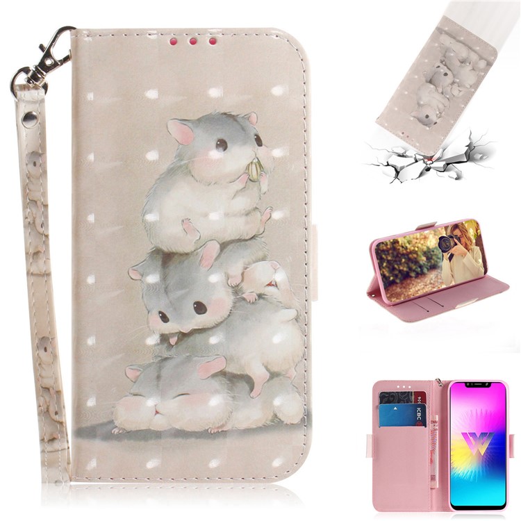 Lichtfleck Dekor Muster Druck Brieftasche Stand Flip Ledertasche Mit Gurt Für LG W10 - Eichhörnchen-1