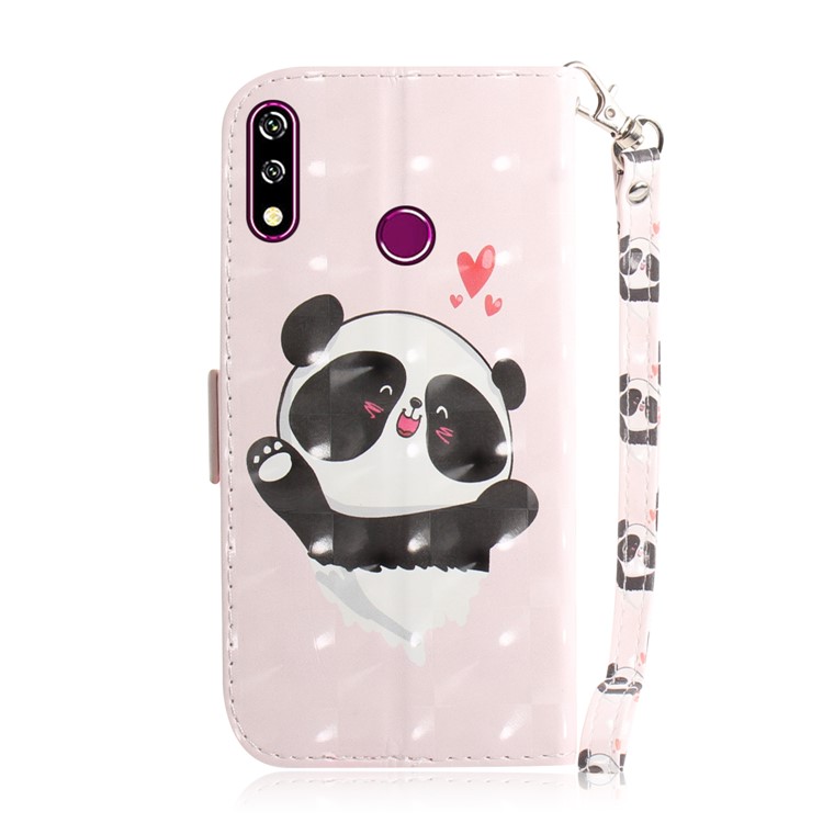 Light Spot Decor Pattern Printing Wallet Stand Flip Leather Case with Strap for LG W10 - Cute Panda-3