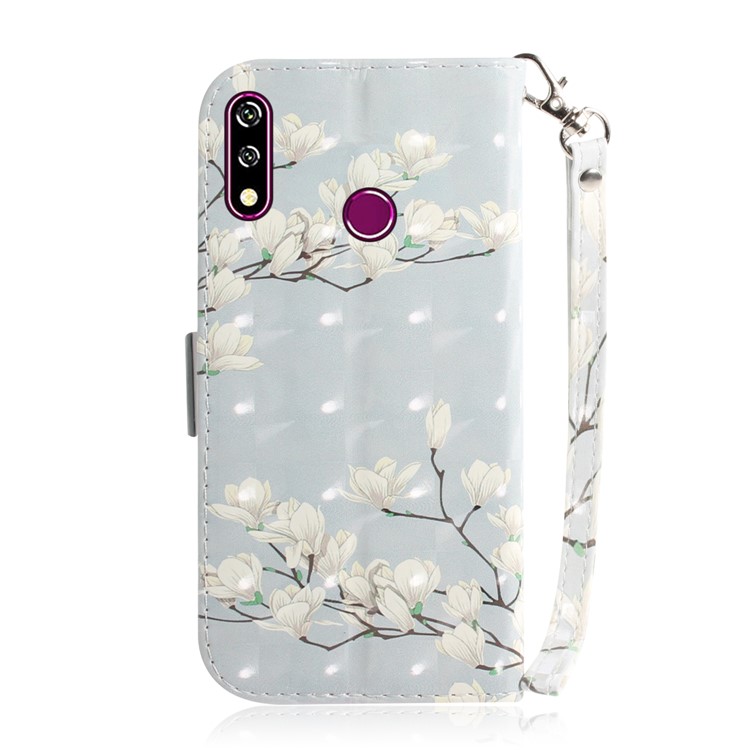 Light Spot Decor Pattern Printing Wallet Stand Flip Leather Case with Strap for LG W10 - Flower Branch-3
