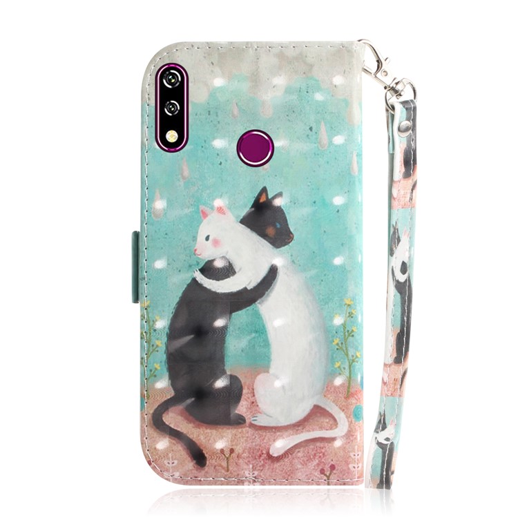 Light Spot Decor Pattern Printing Wallet Stand Flip Leather Case with Strap for LG W10 - Couple Cats-3