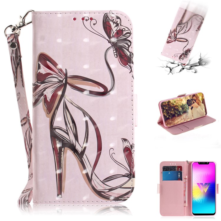 Light Spot Decor Pattern Printing Wallet Stand Flip Leather Case with Strap for LG W10 - High Heels-1