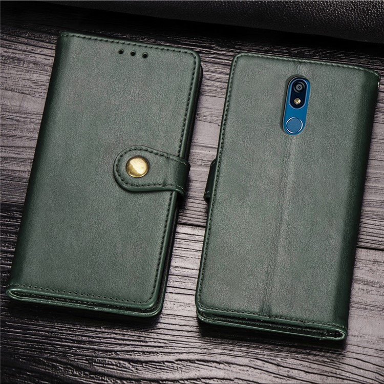 Magnetic Closure Leather Wallet Phone Case with Lanyard for LG K40 /LG K12+/LG K12 Plus - Green-1
