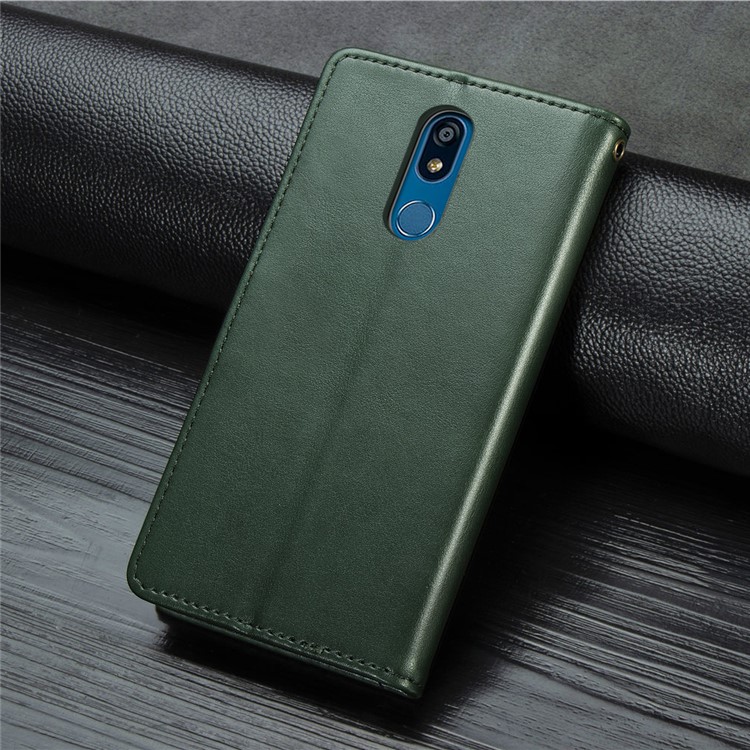 Magnetic Closure Leather Wallet Phone Case with Lanyard for LG K40 /LG K12+/LG K12 Plus - Green-3