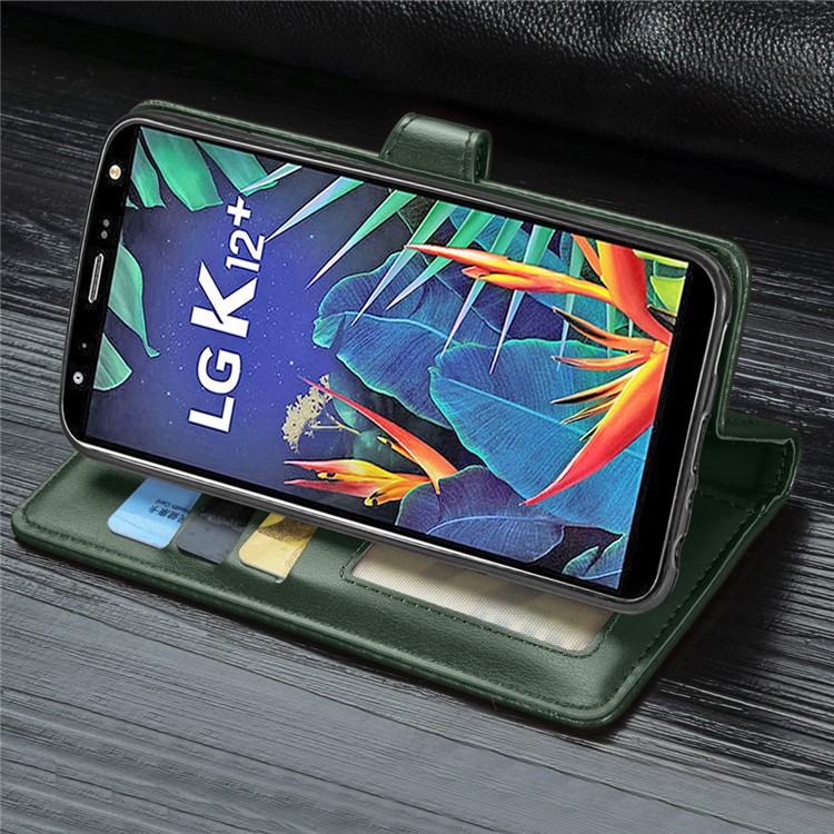 Magnetic Closure Leather Wallet Phone Case with Lanyard for LG K40 /LG K12+/LG K12 Plus - Green-5