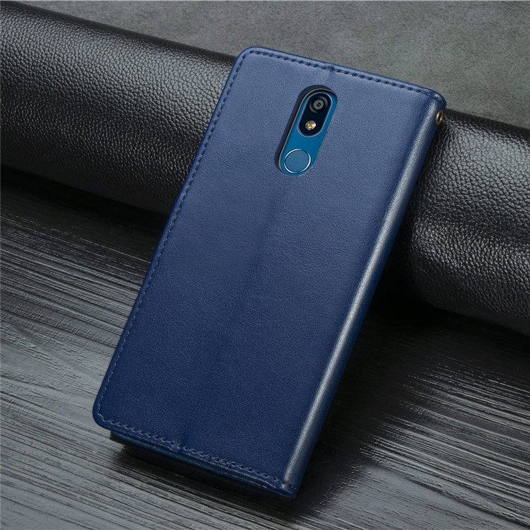 Magnetic Closure Leather Wallet Phone Case with Lanyard for LG K40 /LG K12+/LG K12 Plus - Blue-3