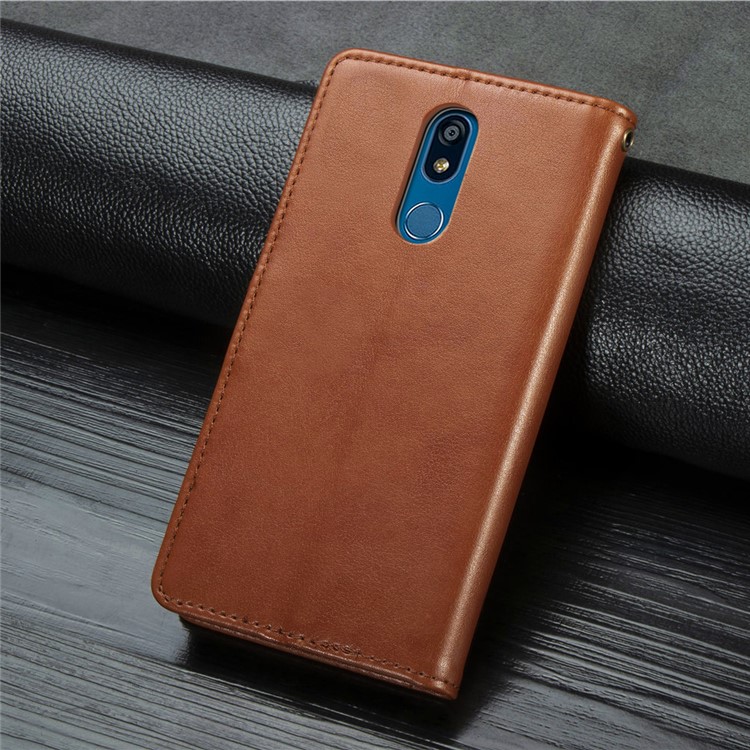 Magnetic Closure Leather Wallet Phone Case with Lanyard for LG K40 /LG K12+/LG K12 Plus - Brown-3