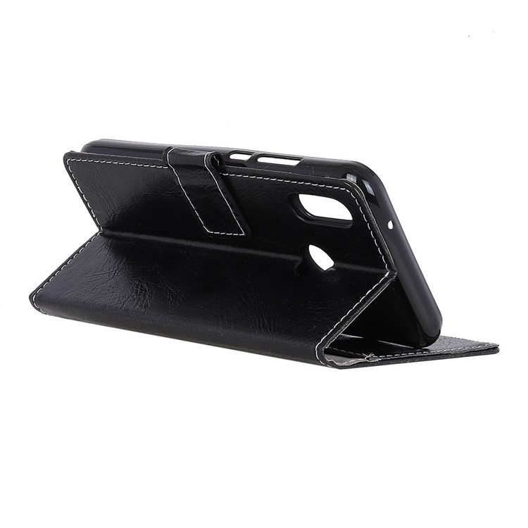 Crazy Horse Texture Wallet Stand Leather Phone Cover for LG W10 - Black-3