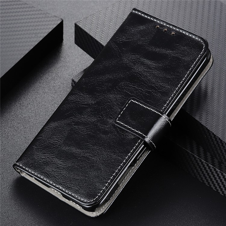 Crazy Horse Texture Wallet Stand Leather Phone Cover for LG W10 - Black-10