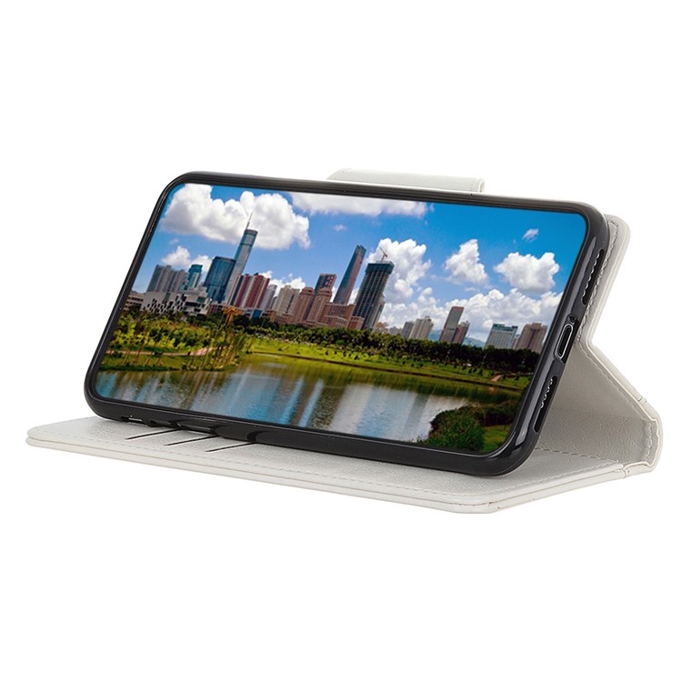 Textured PU Leather Wallet Stand Case for LG W10 - White-8