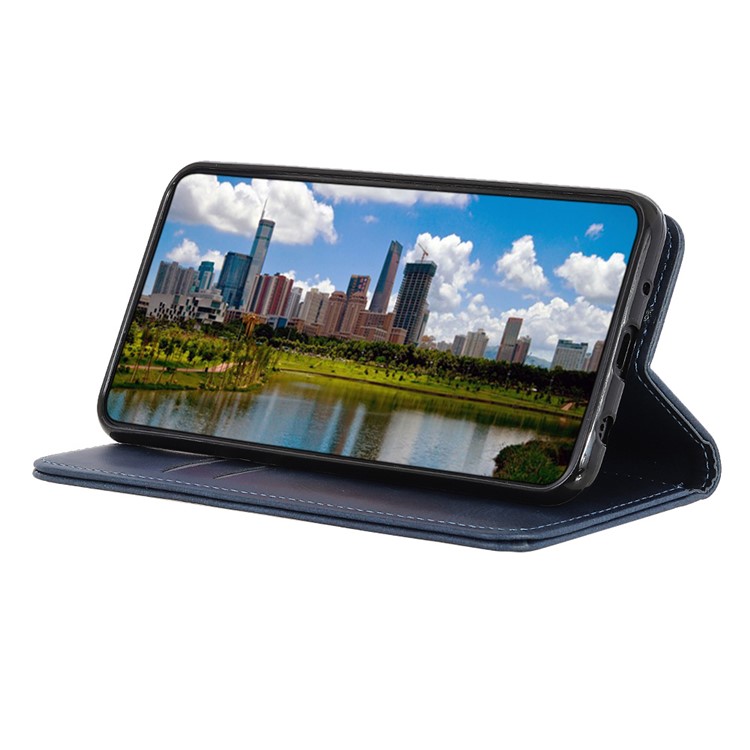 Embalagem Magnética Do Telefone Da Carteira Do Suporte Do Couro Do Plutônio Para O LG W10 - Azul-4