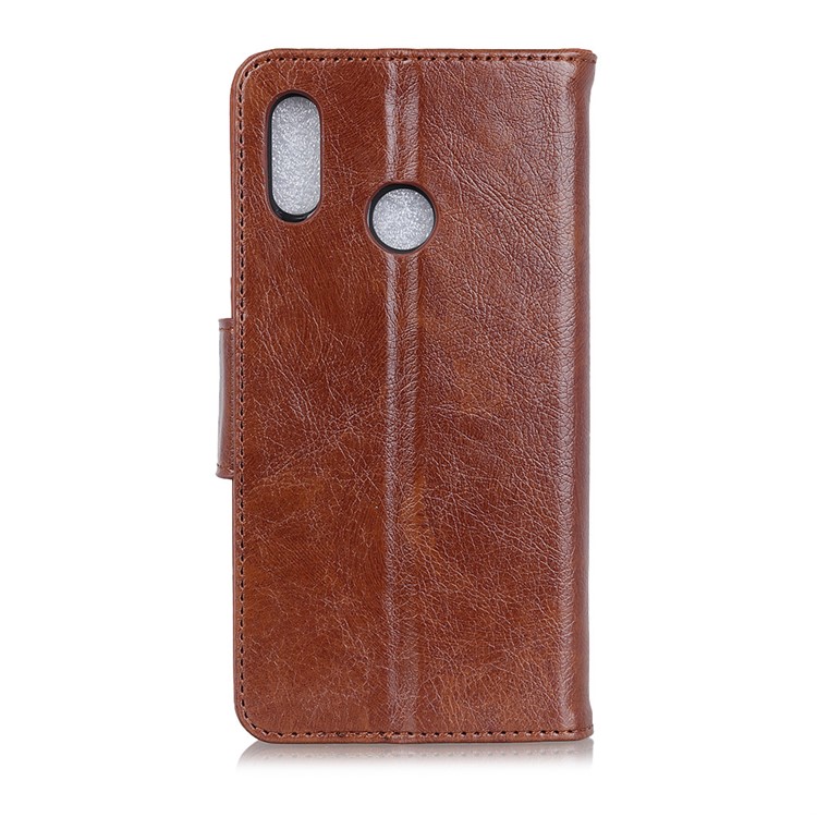 Nappa Texture Split Leather Wallet Stand Protective Case for LG W10 - Brown-10