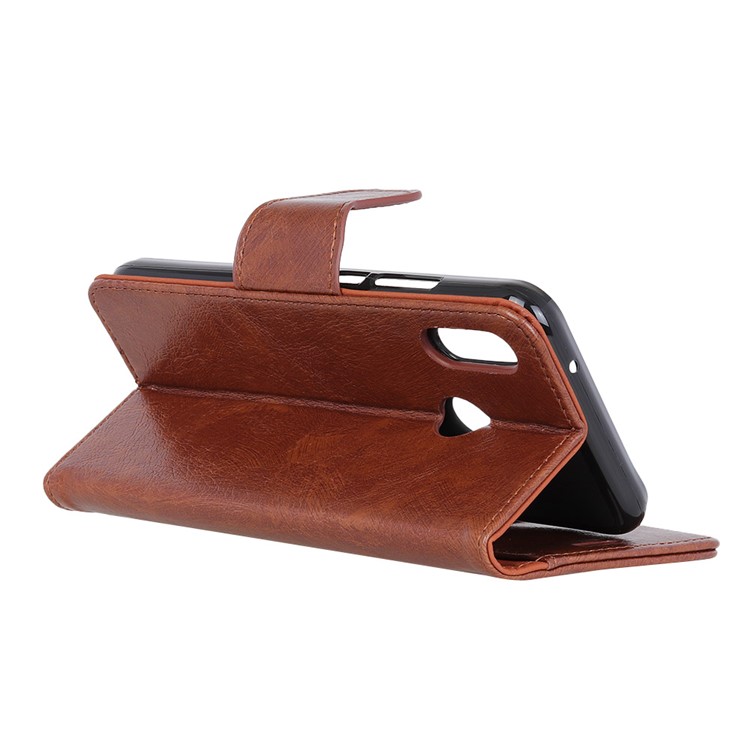 Nappa Texture Split Leather Wallet Stand Protective Case for LG W10 - Brown-11