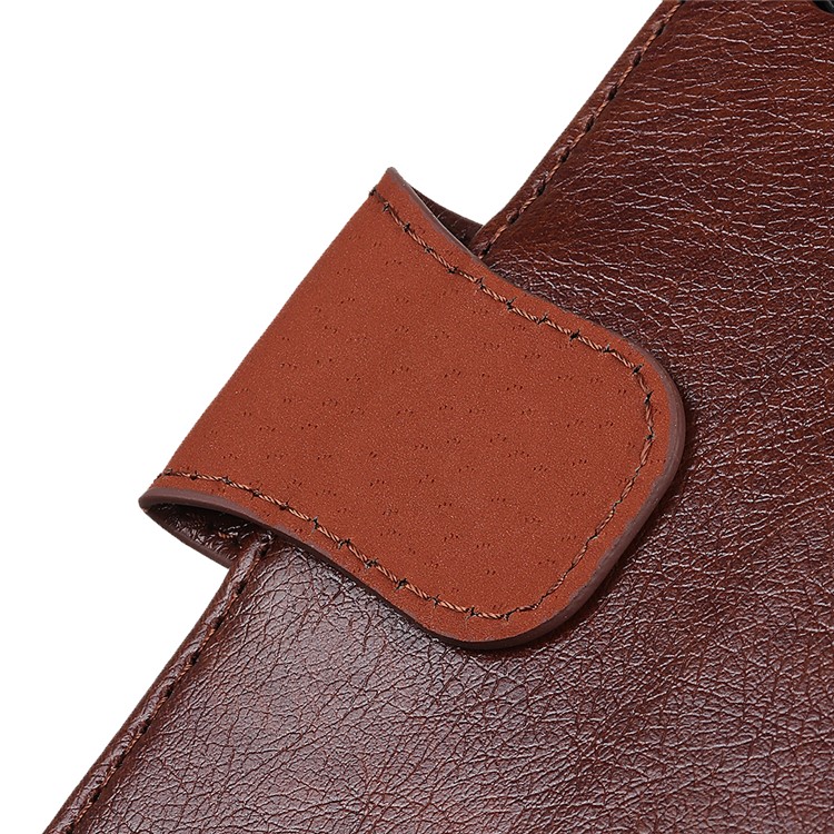 Nappa Texture Split Leather Wallet Stand Protective Case for LG W10 - Brown-8