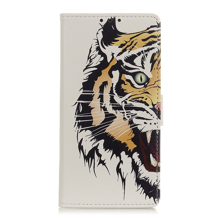 Printing Style PU Leather Wallet Stand Phone Shell for LG W10 - Tiger-1