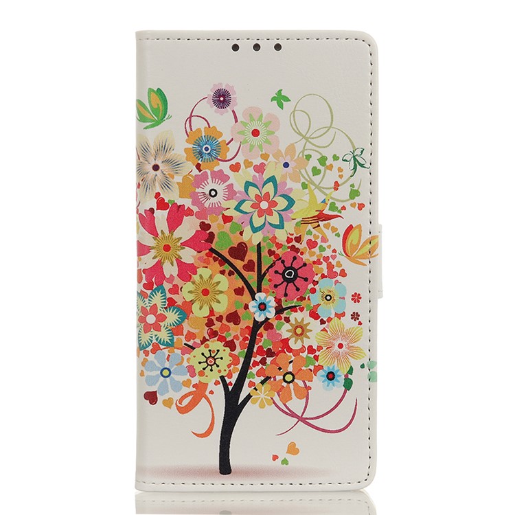 Printing Style PU Leather Wallet Stand Phone Shell for LG W10 - Colorful Flower Tree-1